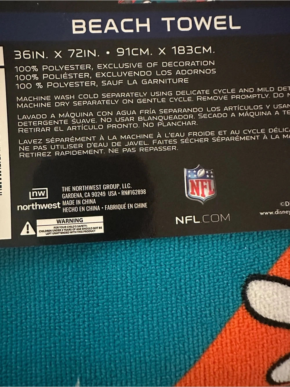 NFL/Disney Miami Dolphins/Mickey Mouse Beach Towel